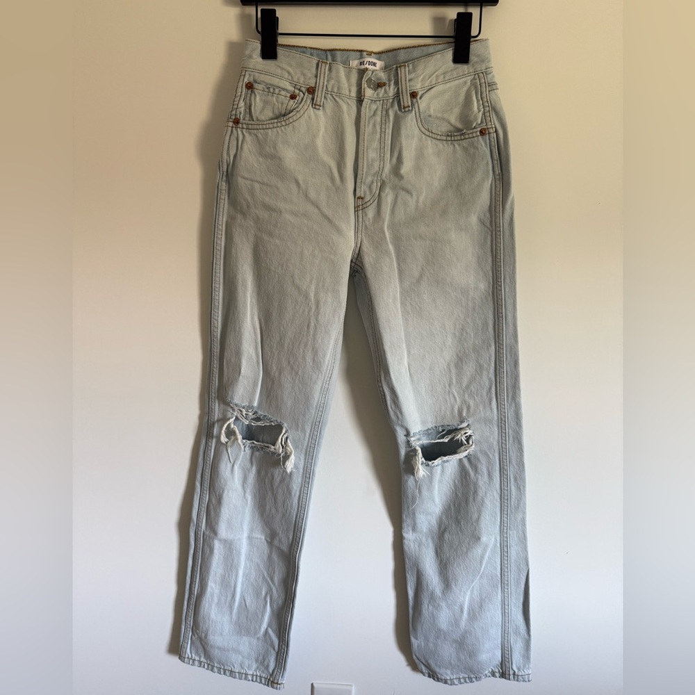 $295 Re/Done 90s High Rise Loose Bleach Destroy - 25 - Picture 6 of 15